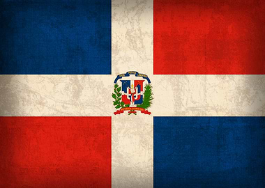 Dominican Republic Flag on Distressed Canvas