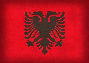 Albania Flag on Distressed Canvas