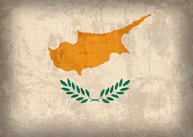 Cyprus Flag on Distressed Canvas