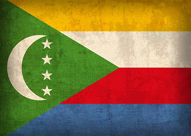Comoros Flag on Distressed Canvas
