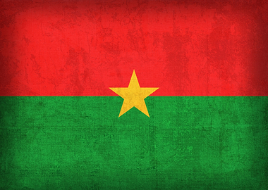 Burkina Faso Flag on Distressed Canvas
