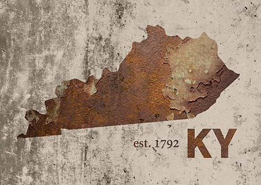 Kentucky State Founded Date Rusty Map Series No 02
