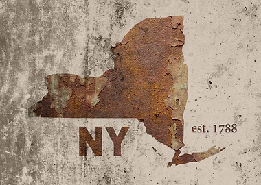 New York State Founded Date Rusty Map Series No 01