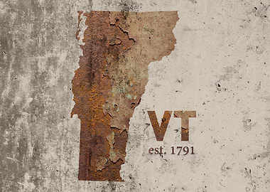 Vermont State Founded Rusty Map Series No 08