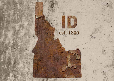 Idaho State Founded Date Rusty Map Series No 47