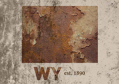 Wyoming State Founded Date Rusty Map Series No 39