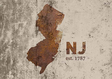 New Jersey State Founded Rusty Map Series No 26