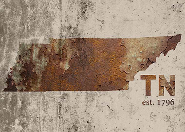 Tennesse State Founded Date Rusty Map Series No 30