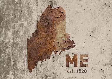 Maine State Founded Date Rusty Map Series No 21