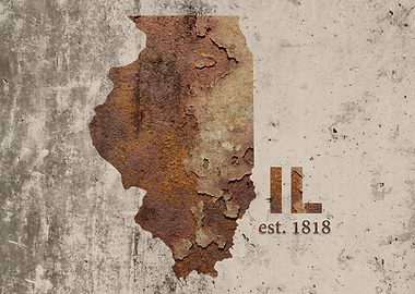 Illinois State Founded Date Rusty Map Series No 31