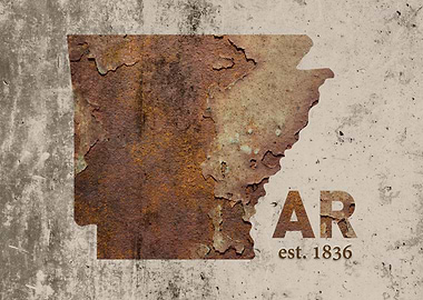 Arkansas State Founded Date Rusty Map Series No 34