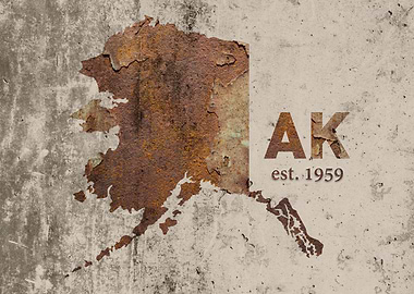 Alaska State Founded Date Rusty Map Series No 19