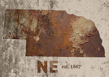 Nebraska State Founded Date Rusty Map Series No 41