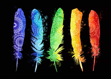 feathers mandala colorful 2