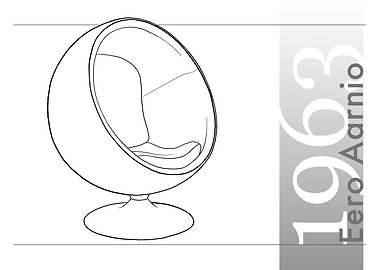Hand Drawn Aarnio 1963 Ball Chair
