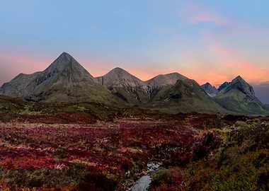 Red fields of Isle of Skye, Scotland
