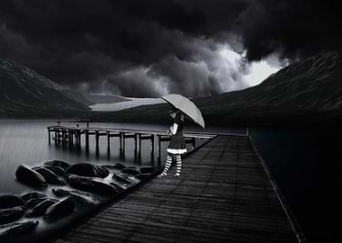 The girl with the umbrella