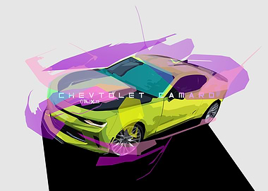 Yellow Sport Race Muscle Car