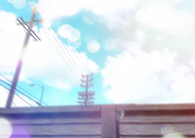 cloudy blue sky and electric pole and wood wall in