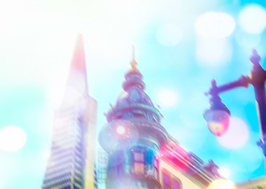 pyramid building and vintage building at San Franc