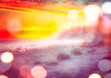 sunset sky at the beach in summer with bokeh light