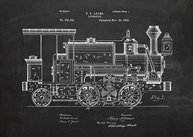 1886 Locomotive - Patent Drawing