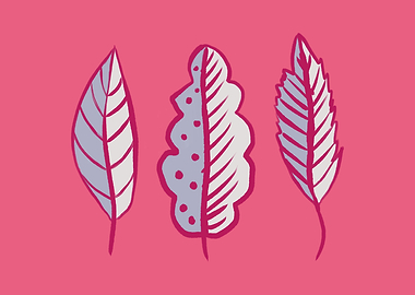 Pretty decorative leaves in blue and pink