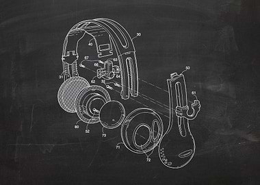 Headphones Blackboard Drawing #2