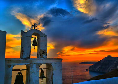 sunset in caldera santorini ii