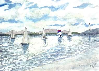 Sailboats Beach Art