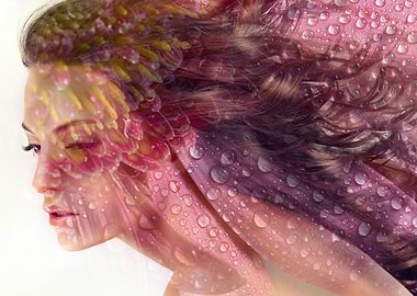 Daisy lady. Double exposure portrait