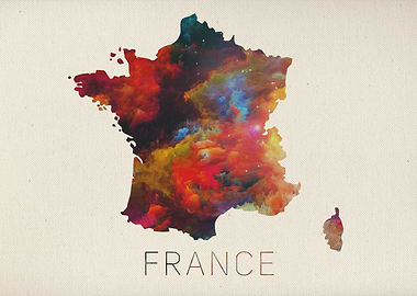 France Watercolor Map
