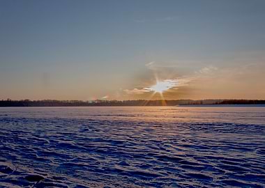 Kaunas Lagoon Regional Park. Frozen lake.