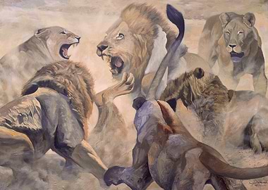 Fighting Lions