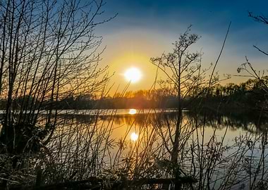 Whitlingham Lake At Dusk