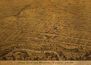 Map of Fort Worth Texas USA 1876