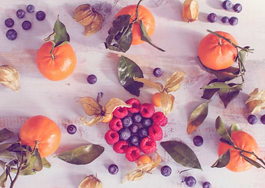 Playful fruit and fresh berry mandala