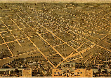 Map of Lexington Kentucky USA 1871