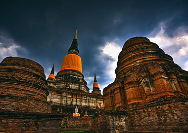 Ruins of ancient captial Ayuathaya Thailand UNESCO