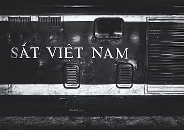 Black and white Vietnam Train