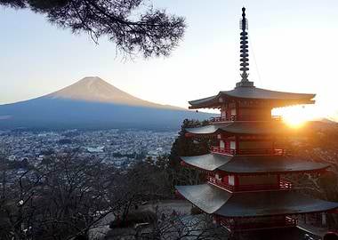 Sunset at Pagoda Chureito