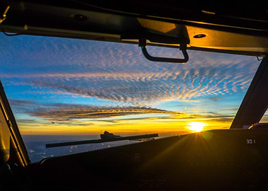 Sunset from the flightdeck