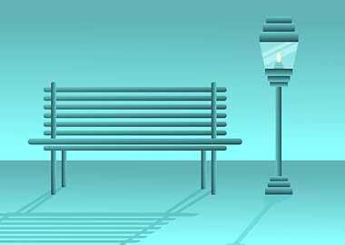 Bench with lantern evening