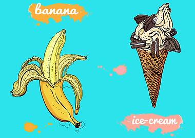 cookie ice cream cone and banana
