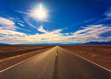 Desert Road on a Sunny Day