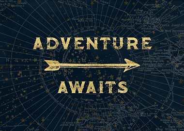 Adventure Awaits in Gold Navy World Map Landscape