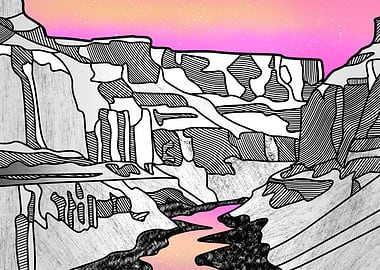 The Grand Canyon line art