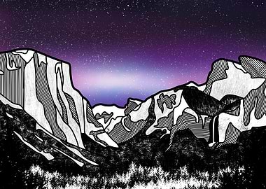 Yosemite Valley landscape illustration