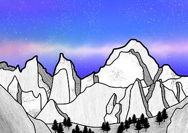 Mount Whitney landscape illustration