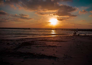Fishing in the sunset